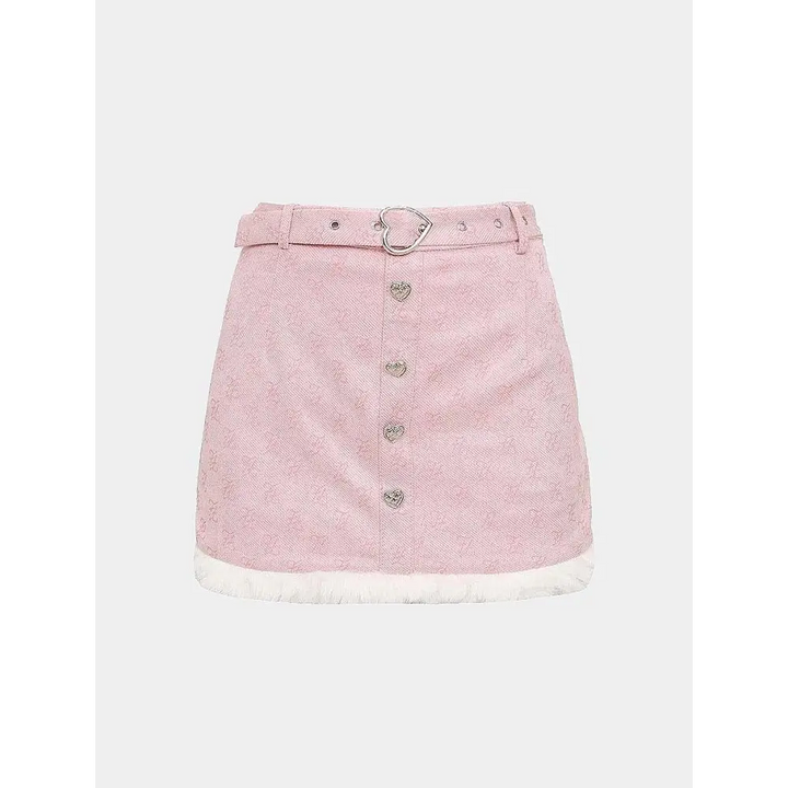 Y2k inspired mini skirt with full zip closure in polyester - l / pink overskirt