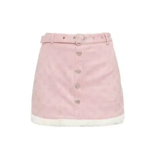 Y2k inspired mini skirt with full zip closure in polyester - xs / pink overskirt