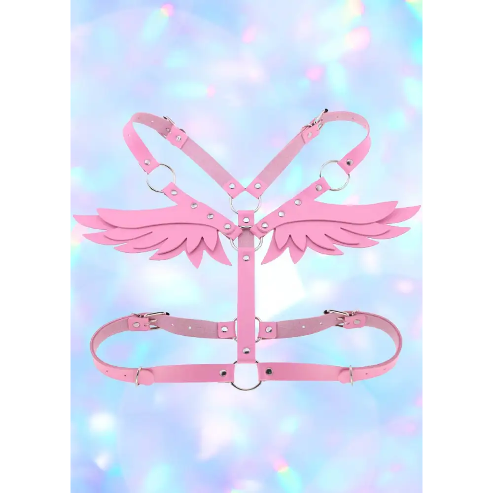 Kawaii pink magical wings body harness in high-quality pu leather - accessories