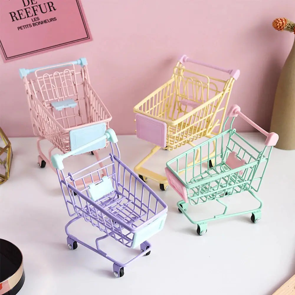 Kawaii shopping trolley for makeup and stationery storage