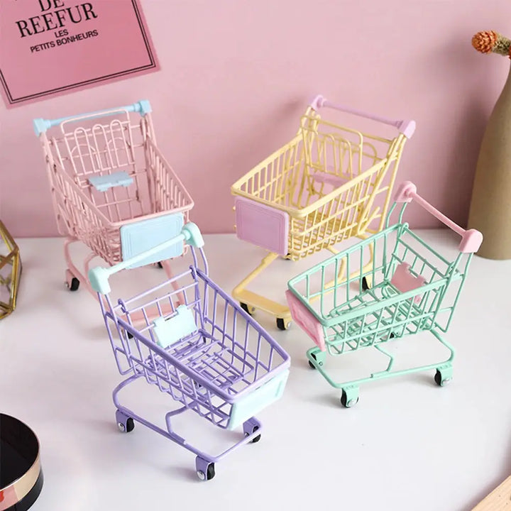 Kawaii shopping trolley for makeup and stationery storage