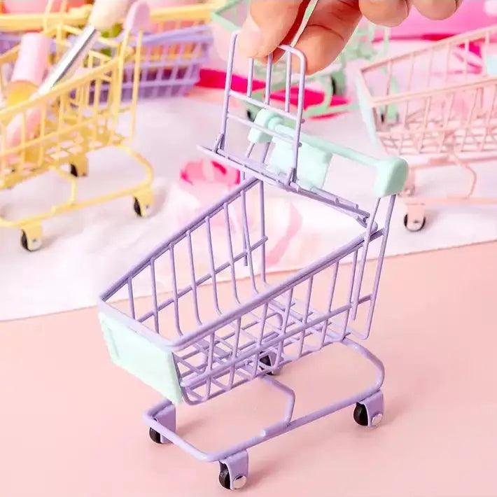 Kawaii shopping trolley for makeup and stationery storage - purple