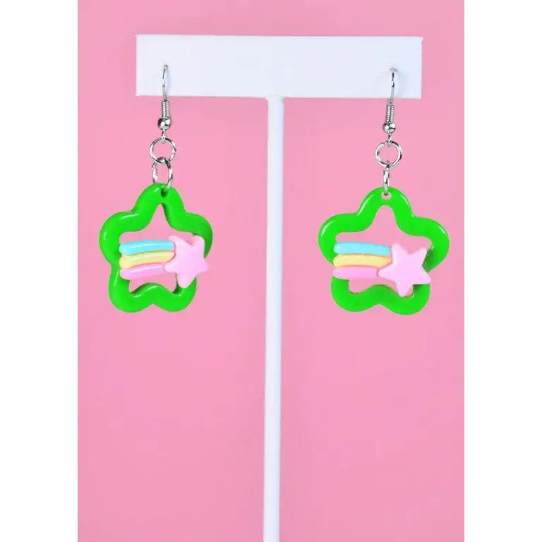 Kawaii star earrings with rainbow studs for a cute style boost - earrings