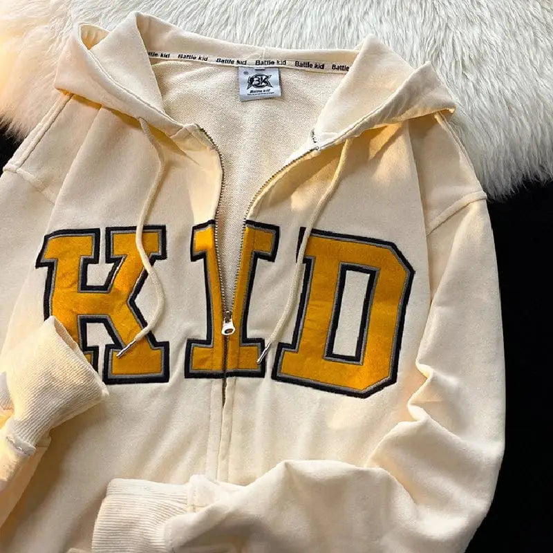 ’kid’ zipped sweatshirt