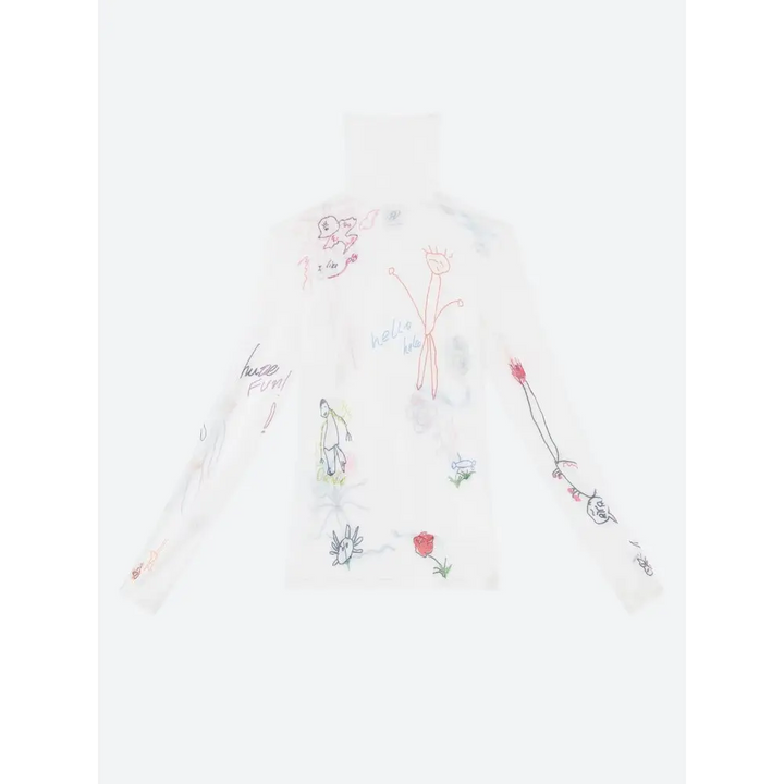 Whimsical doodle y2k jacket with sheer fabric and playful vibes - top