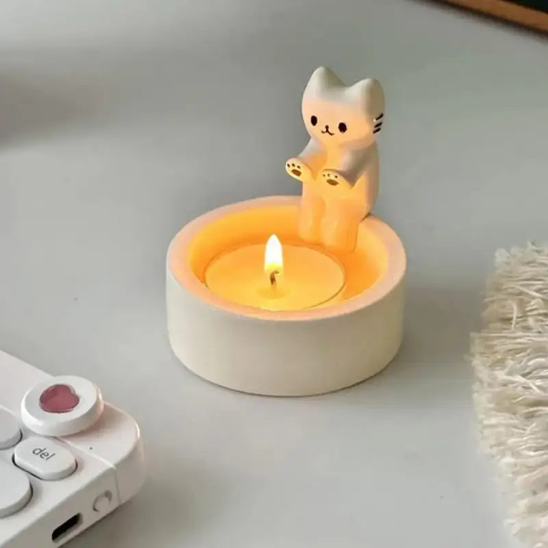 Kitty candle holder for cozy aesthetic room decor