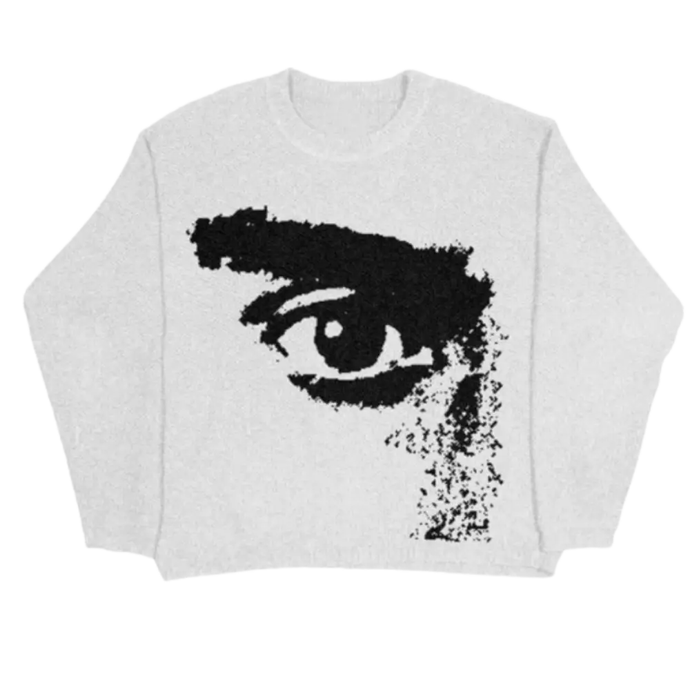 Knitterd eye heavy 400gsm sweater y2k - white / m