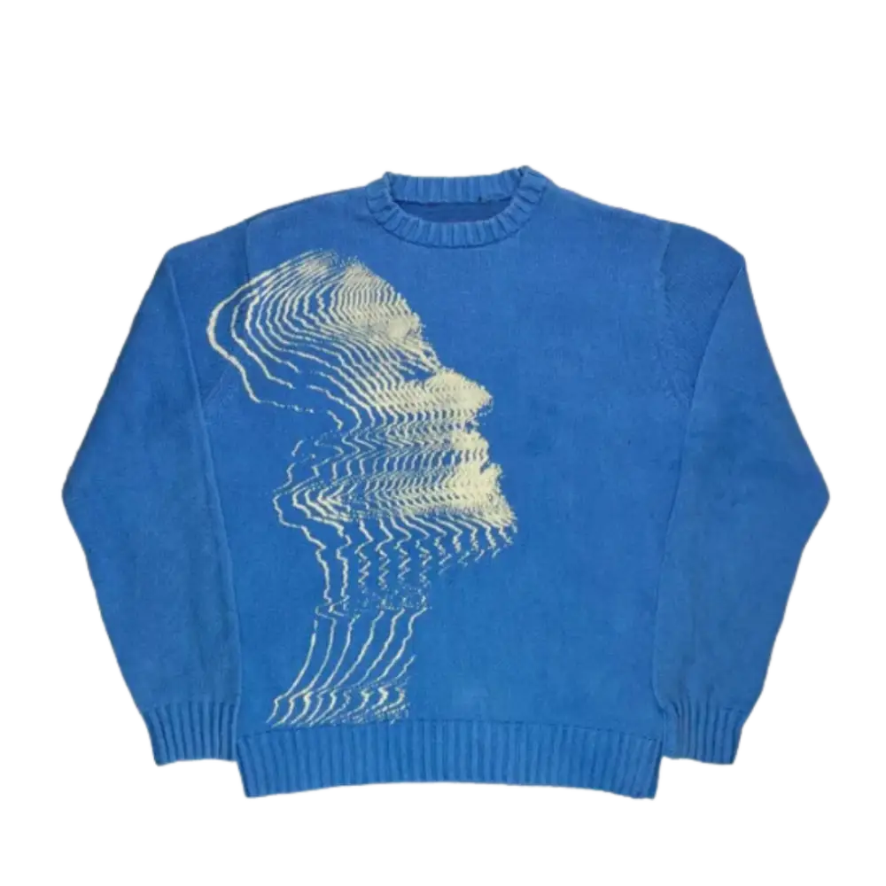 Knitterd face heavy 400gsm sweater y2k - blue / m