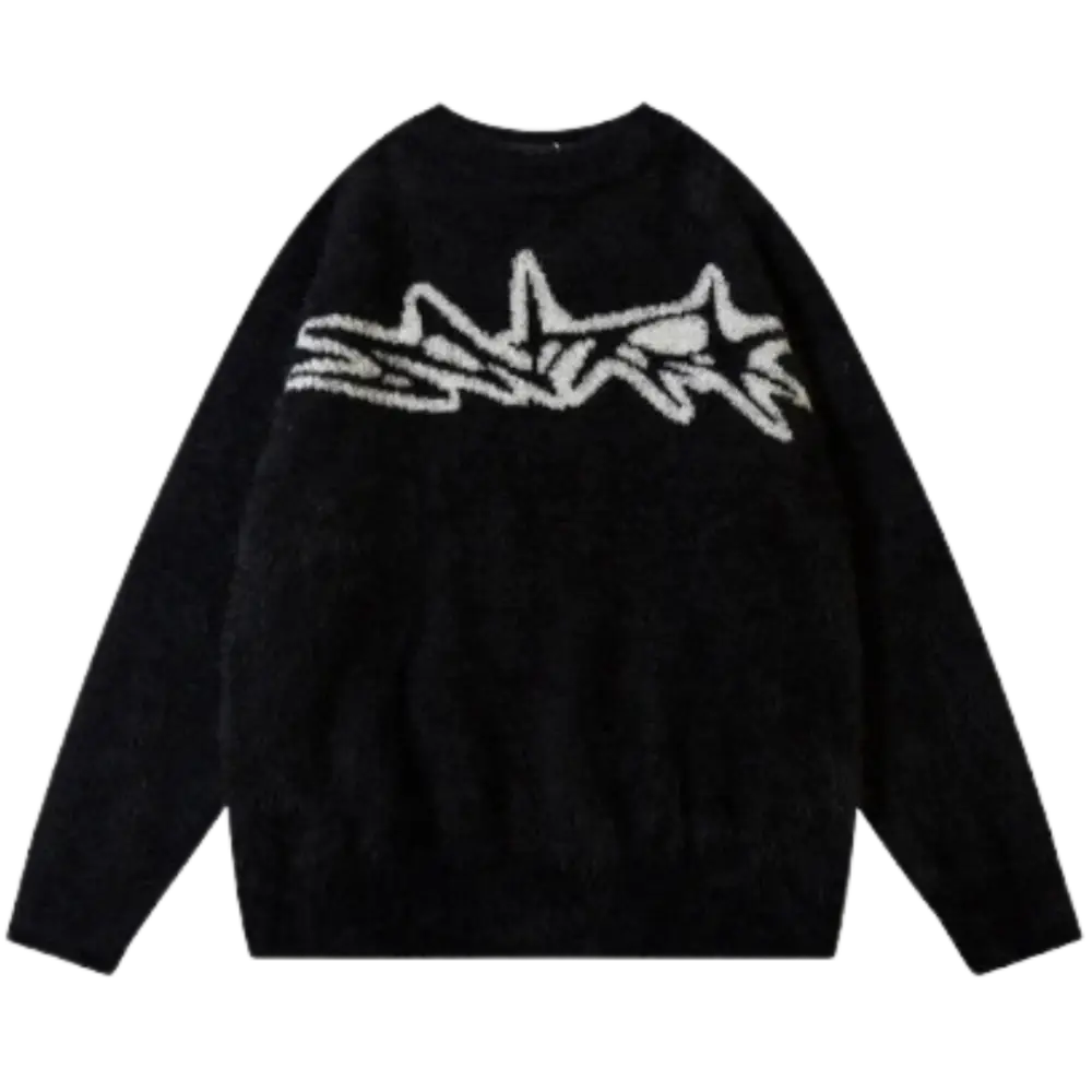 Knitterd graffiti heavy 400gsm sweater y2k - black / s