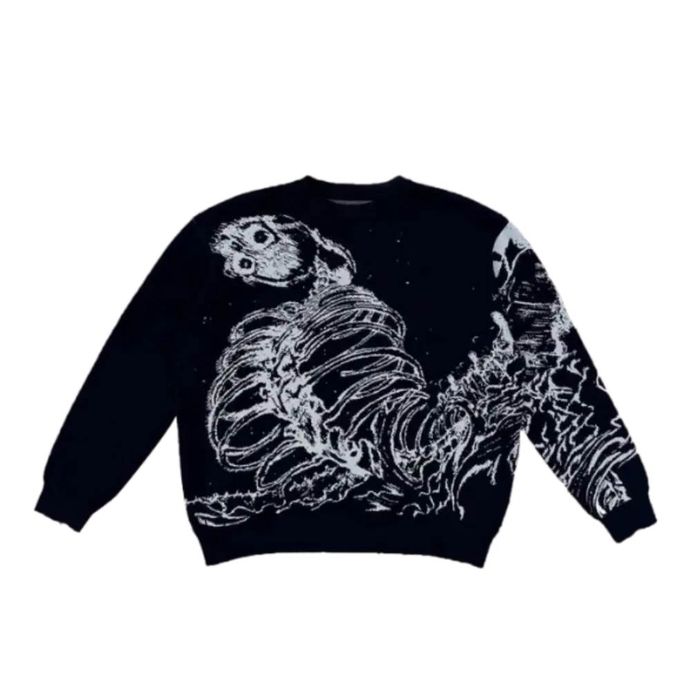 Knitterd skeleton heavy 400gsm sweater y2k - washed dunkelblau / m