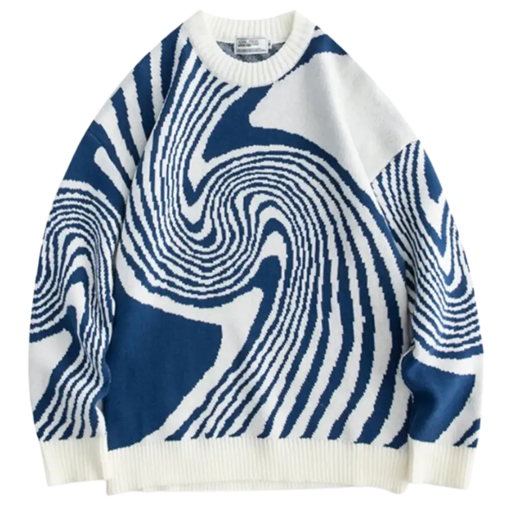 Knitterd stripped heavy 400gsm sweater y2k - blue / m