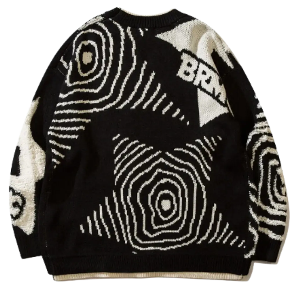 Knitterd stripped star heavy 400gsm sweater black y2k