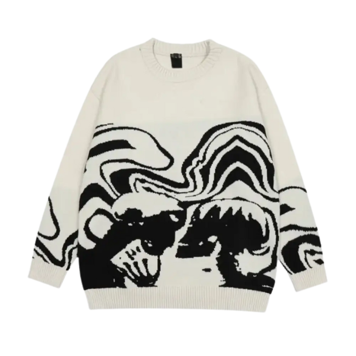 Knitterd waves heavy 400gsm sweater y2k - white / m