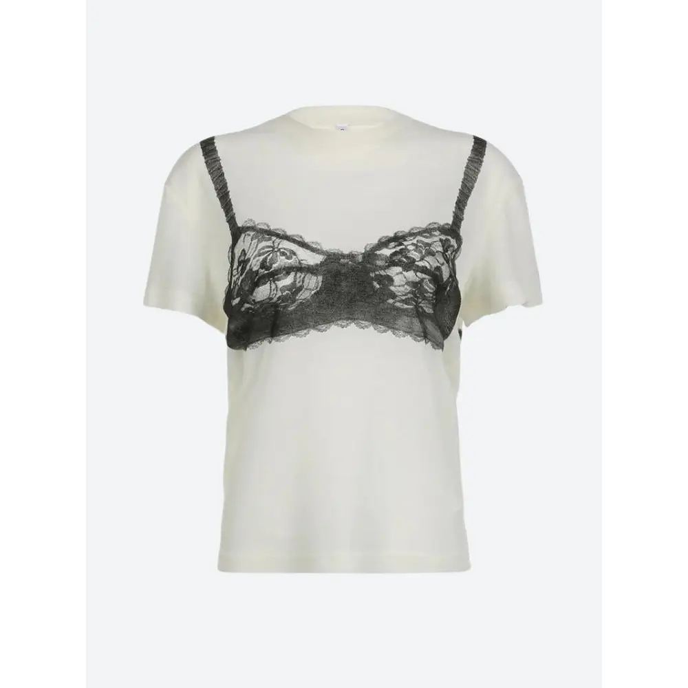 Y2k style relaxed tee with peek-a-boo lace bra detail