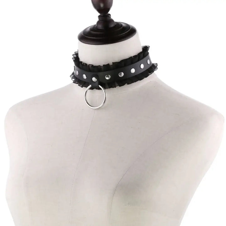 Dark elegance gothic lolita o-ring lace choker necklace - necklace