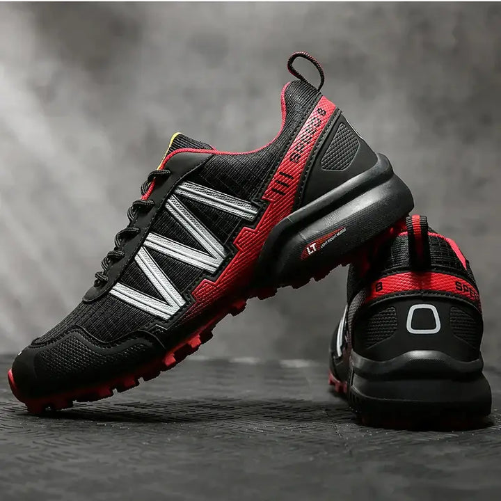 Lace-up jogging v striped sneakers y2k - black-red / 6.5