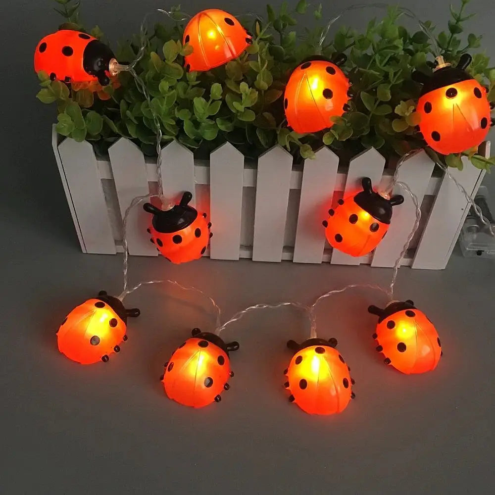 Aesthetic ladybug string lights for room ambiance