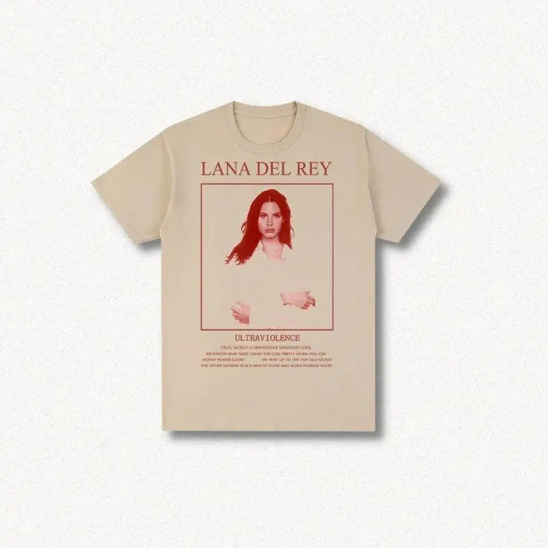 Lana del rey graphic tee for music fans - khaki / s