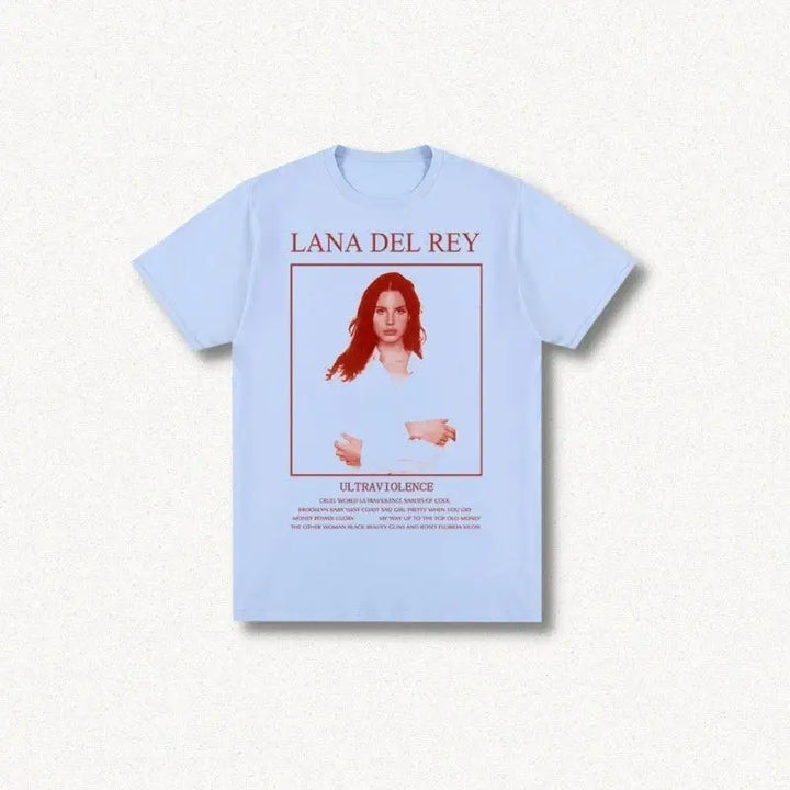 Lana del rey graphic tee for music fans - sky blue / s