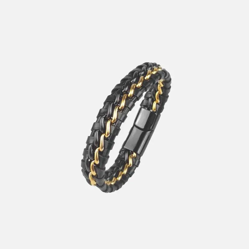 Leather chain magnetic clasp bracelet y2k - b-bg woven bracelet / 18.5cm - bracelets