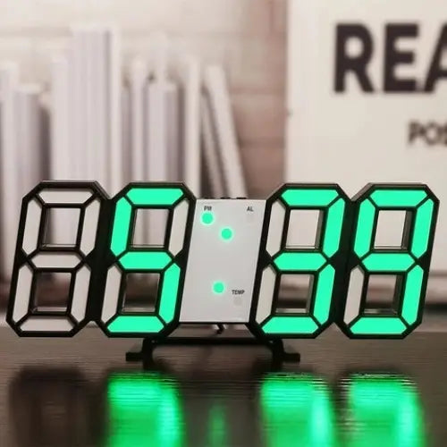 Aesthetic style led light digital clock for ambiance and decor - black & green