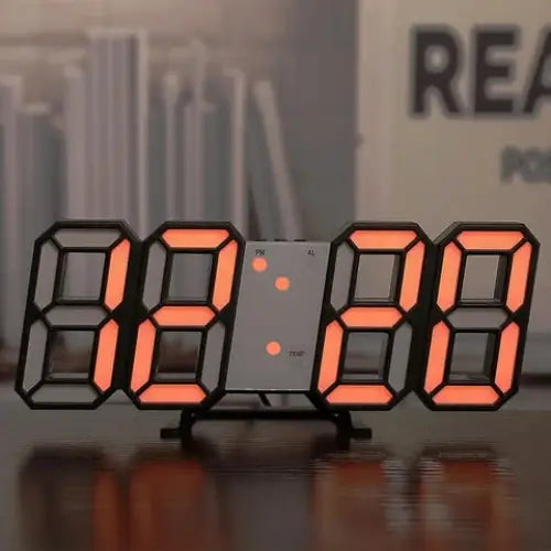 Aesthetic style led light digital clock for ambiance and decor - black & orange