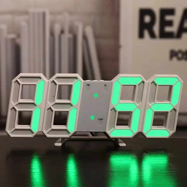 Aesthetic style led light digital clock for ambiance and decor - white & green