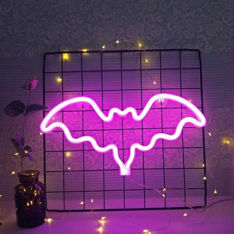 Aesthetic led neon light for room ambiance and decoration - bat