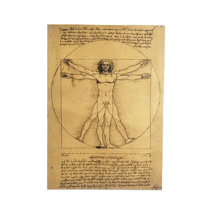 Leonardo da vinci vintage body proportions poster for y2k style