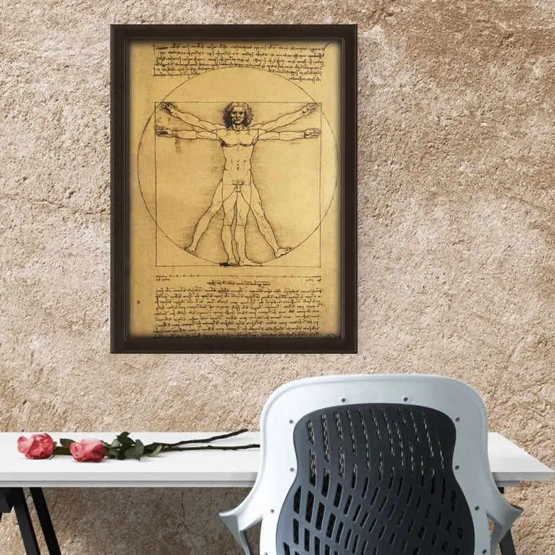 Leonardo da vinci vintage body proportions poster for y2k style