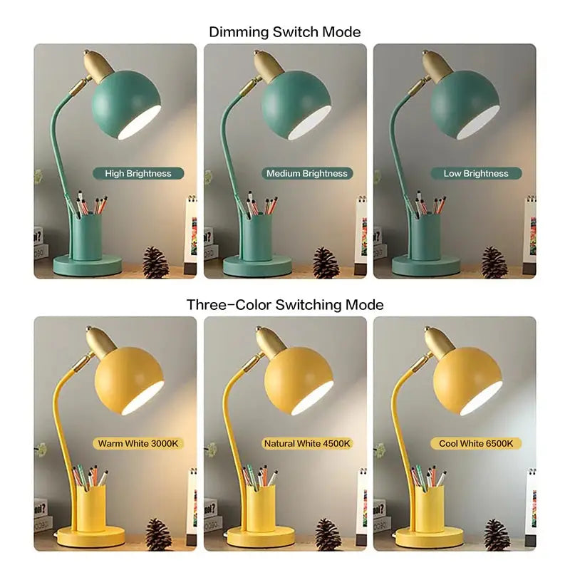 Aesthetic modern creativity desk lamp with three-color switching