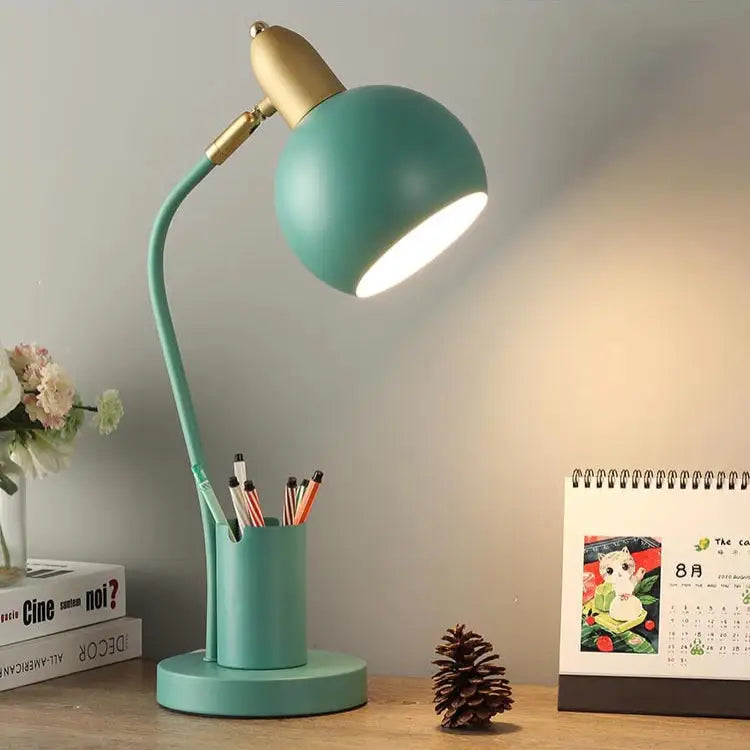 Aesthetic modern creativity desk lamp with three-color switching - green / warm white dimming / eu plug