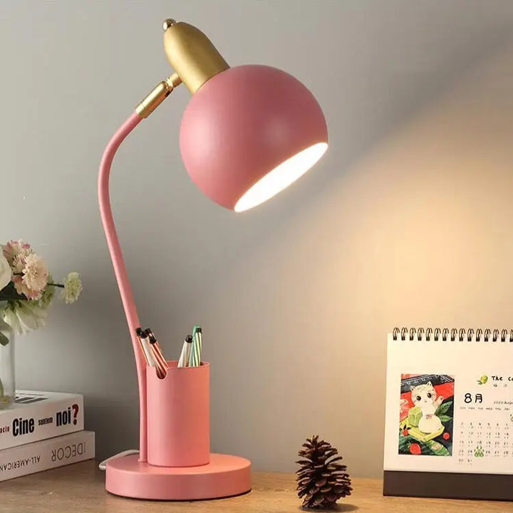 Aesthetic modern creativity desk lamp with three-color switching - pink / warm white dimming / eu plug