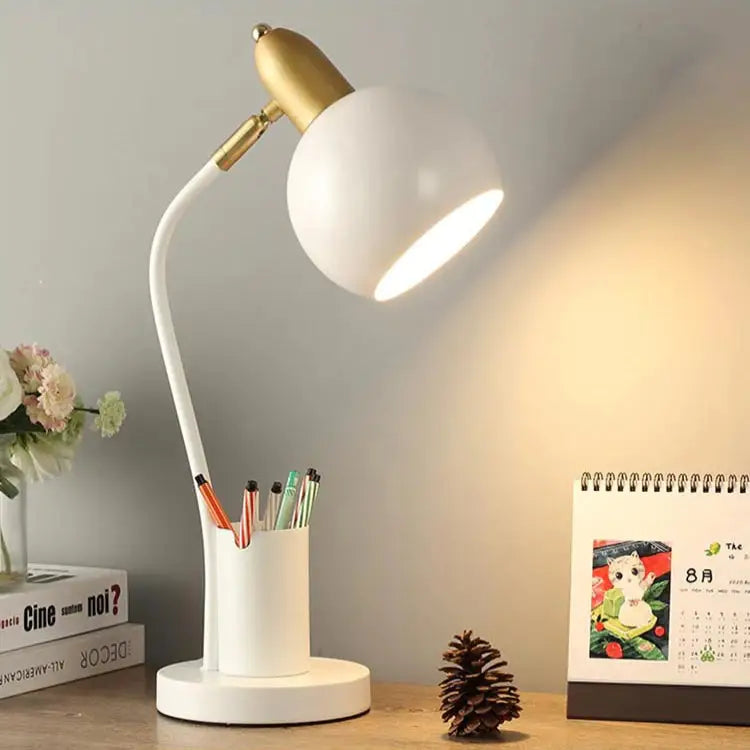 Aesthetic modern creativity desk lamp with three-color switching - white / warm dimming / eu plug