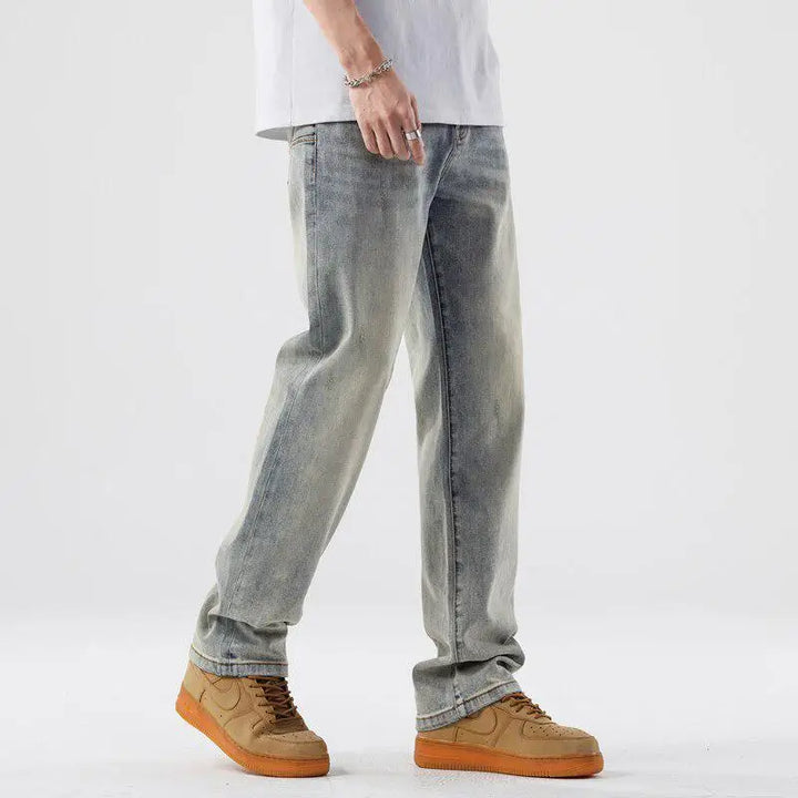 Light wash denim straight leg jeans for timeless style