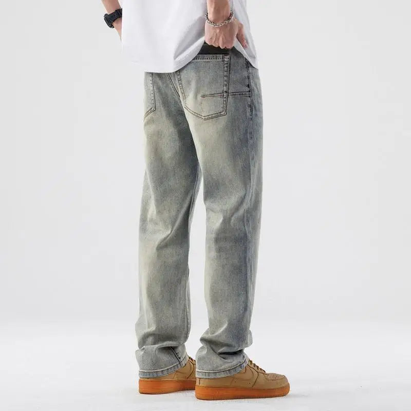 Light wash denim straight leg jeans for timeless style