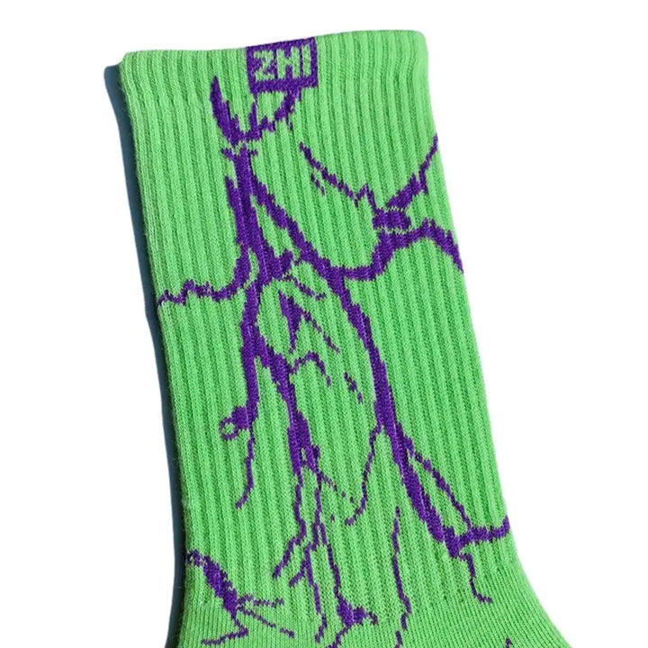 Y2k lightning print socks for stylish streetwear fashion - graphic socks