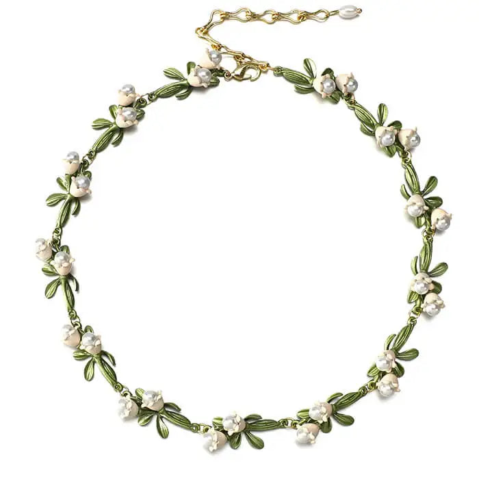 Lily of the valley choker - standart / green/white - necklace