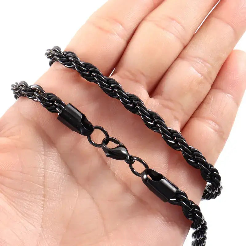 Link chain stainless steel necklace y2k - black color / 40cm / width 2mm - necklaces
