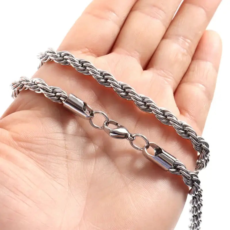 Link chain stainless steel necklace y2k - silver color / 40cm / width 2mm - necklaces