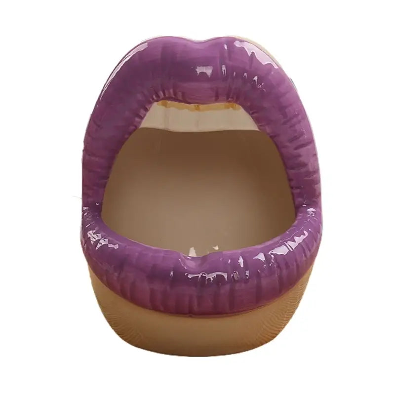 Whimsical lips shape planter for succulents and cacti - purple