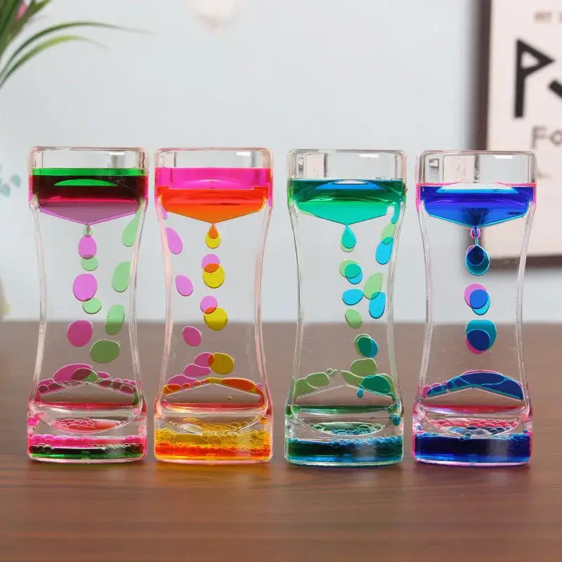 Liquid bubble hourglass for aesthetic room decor