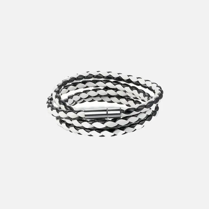 Long chain adjustable magnet buckle bracelet y2k - black white - bracelets