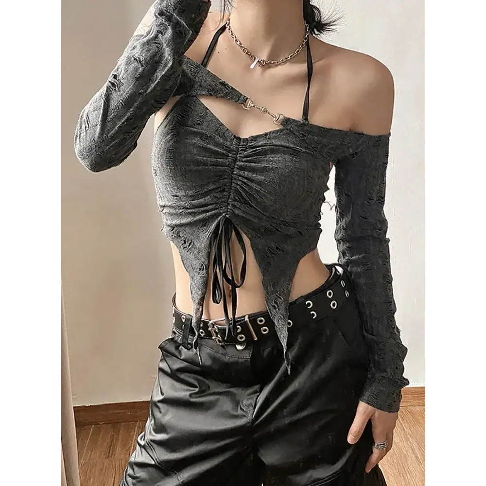 Long sleeve camisole fairy grunge crop top