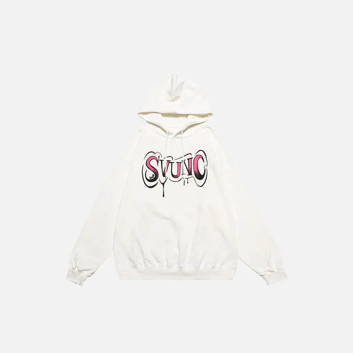 Loose letter print hoodie y2k - white / m - hoodies