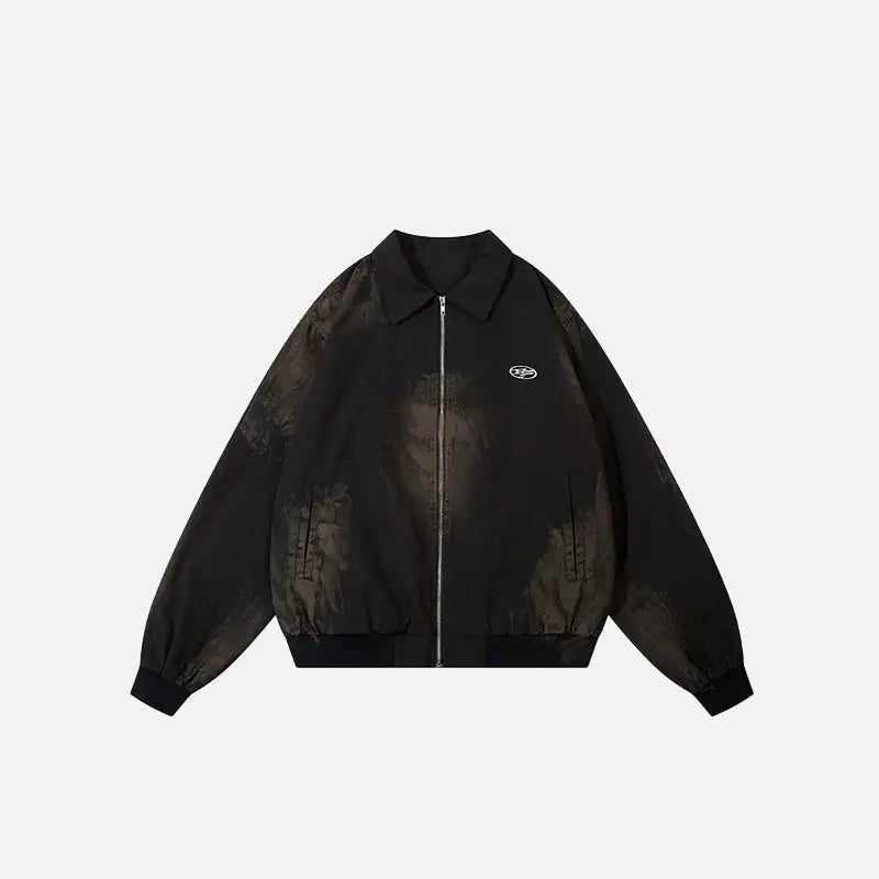 Loose patchwork zip-up jacket y2k - black / s - jackets