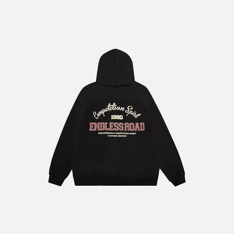 Loose retro endless road hoodie y2k - black / l - hoodies