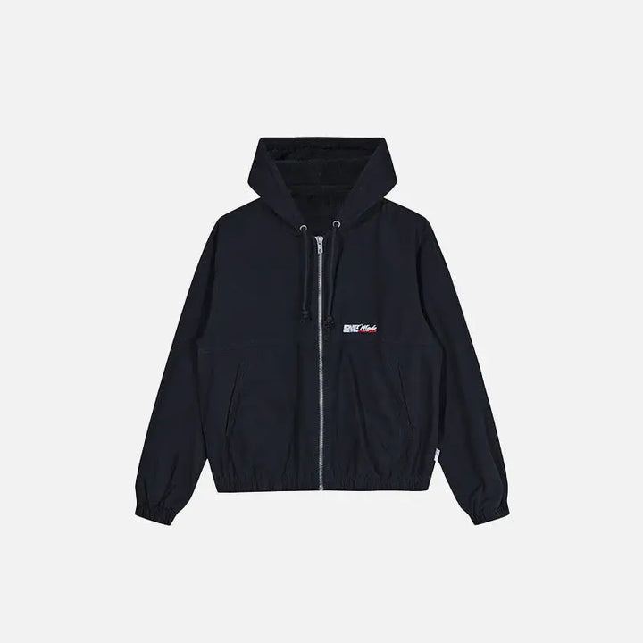 Loose vintage zip-up jacket y2k - black / m
