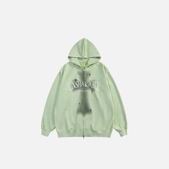 Loose zip-up cross hoodie y2k - green / s - hoodies