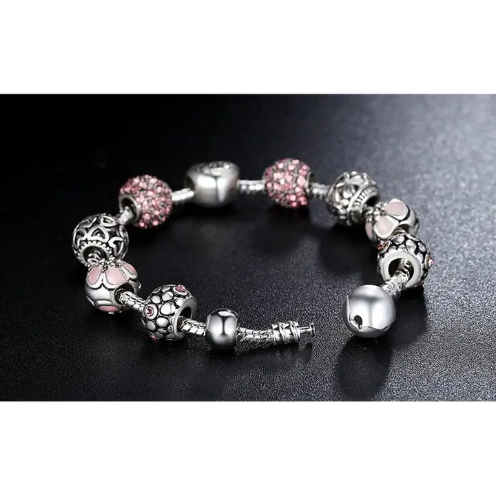 Love and flower silver plated charm bracelet y2k - bracelets
